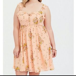 Torrid Peach Floral Chiffon Skater Dress